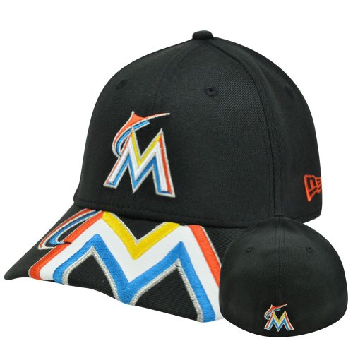 MLB New Era 39Thirty 3930 Melviz Classic Miami Marlins Flex Fit Hat Cap LG