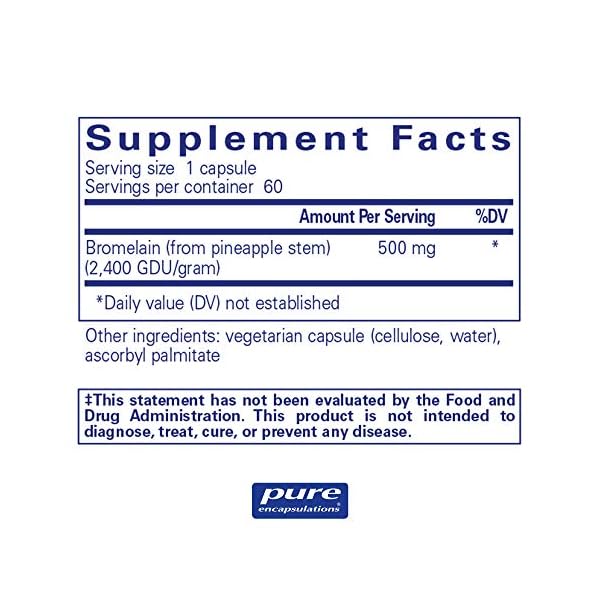 Pure Encapsulations Bromelain 2400 500 mg Supplement for Immune and
