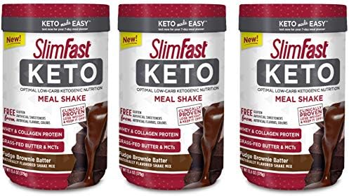 Slimfast Keto Meal Replacement Powder Fudge Brownie Batter Canister, 13.4 oz (Pack of 3)