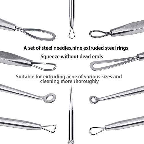 JSDOIN Blackhead Remover Comedone Extractor Tool,Best Acne Removal Kit - Treatment for Blemish, 5-in-1 Professional Zit Removing for Risk Free Nose Face Skin with Metal Case (Blackhead Remover)