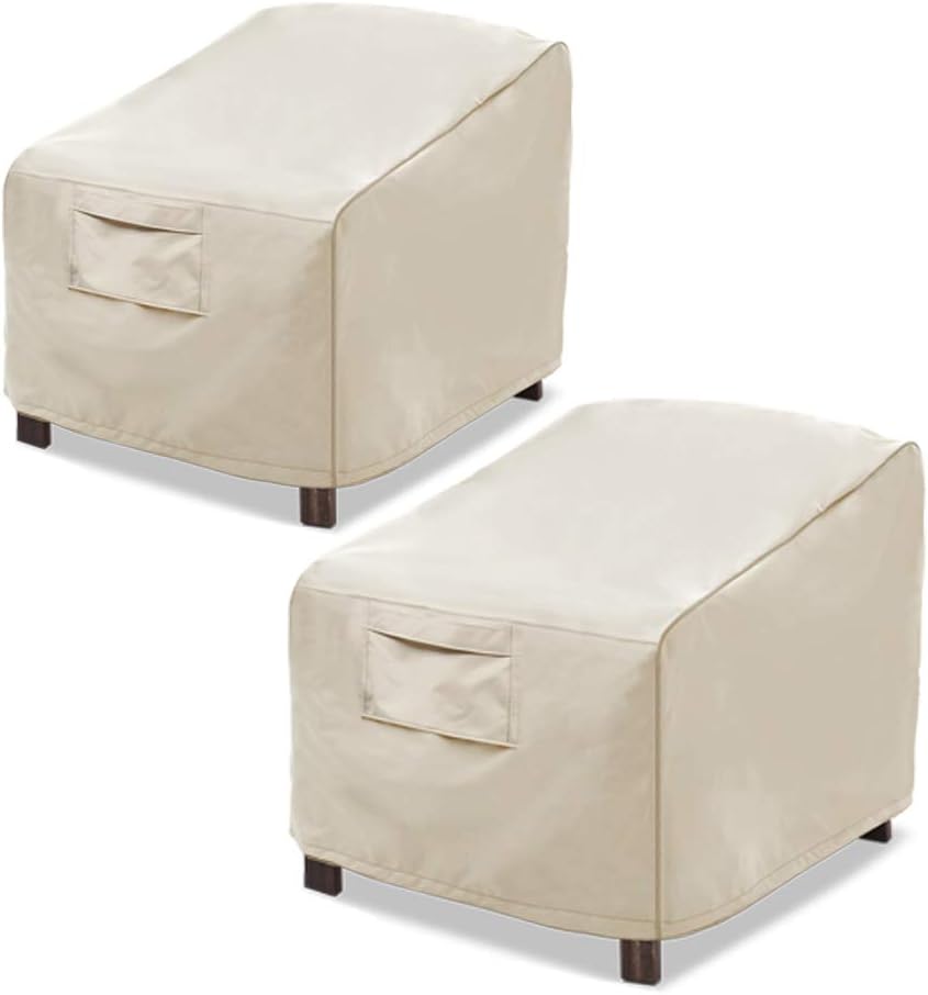 Honest Patio Chair Covers, Lounge Deep Seat Cover, Heavy Duty and Waterproof Outdoor Lawn Patio Furniture Covers (2 Pack-Large, White)