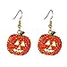 iWenSheng Halloween Pumpkin Earrings Red - Hypoallergenic Crystal Dangle Earring for Women Holiday Night Costume Jewelry Smiling Face Pumpkin Drop Earrings, Fun and Festive
