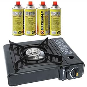 Estufa de cocina portátil, a gas + 4 botellas de butano de recambio