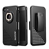iPhone 7 Case, [Heavy Duty] [Drop Protection] [Shockproof] Tough Rugged Hybrid Hard Shell Cover Case with Belt-clip for Apple iPhone 7 [4.7 inch] Acluxs- Black