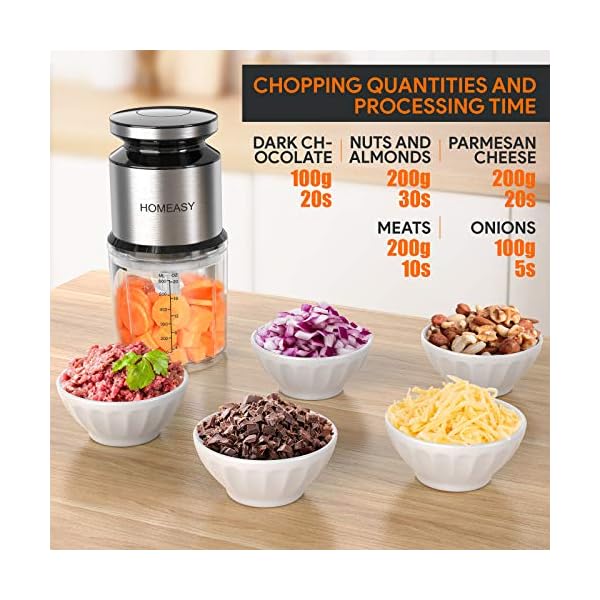 Mini Meat Grinder, Homeasy Mini Food Processor Food Grinder 600ml Stainless Steel Small Chopper for Salad, Sauces…