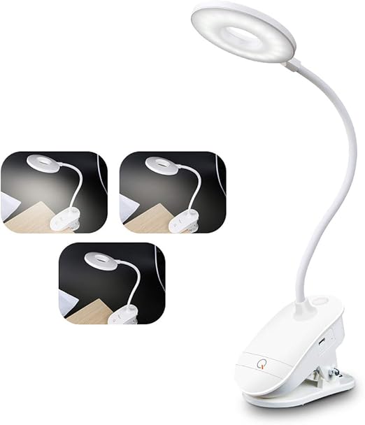 vivibel lampara led con clip clip de luz de lectura con panel tactil 3 niveles de brillo 18 led usb recargable clip de luz de lectura para trabajar y