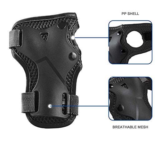 Kids/Youth Knee Pad Elbow Pads Guards Wrist Guards Protective Gear Set for Rollerblade Roller Skates Cycling BMX Bike Skateboard gs Scooter Riding Sports,Toddler for Multi-sports Outdoor（Age3-7）Black - Thumbnail 4