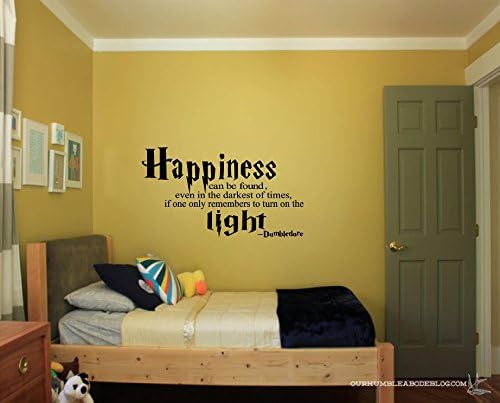 Quote It! - Dumbledore Happiness Can Be Found - Harry Potter Vinyl Wall Decals Quotes Inspirational (14 x 24, Black)