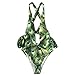 Lady Novelty Trending Halter Bandage Tie Swimwear High Cut Key-Hole Peacock Pattern Boho One Piece Bikini Bathing Suit