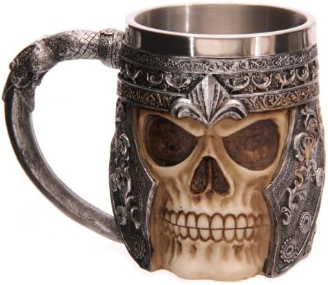 Puckator Dark Legends Skull Warrior Tankard, Pint Glass, Viking Goblet, Fantasy Home Decoration, Beer Mugs, Viking Cup