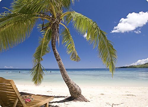 Cutting Board Tempered Glass Decorative Art Beach Palm Tree Ocean Chopping Boards for Kitchen Small (11x8 Inch Rectangular)