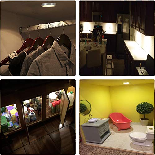 Cefrank LED Display Lighting Under Cabinet Kit - Plug-in 4 Pack Puck Light - Warm White 3000K