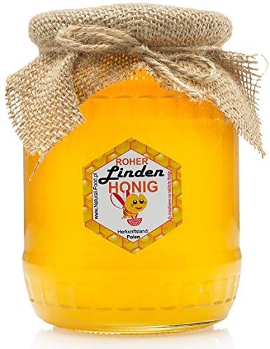 Natural Food - Direkt vom Imker - LINDEN Honig - Roh - Natürlich - Sehr Gesund - ohne Zusätze - Ungefiltert - Nicht Geschleudert oder Erhitzt - 1,1 kg - Linde Honig