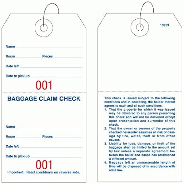 numbered luggage tags