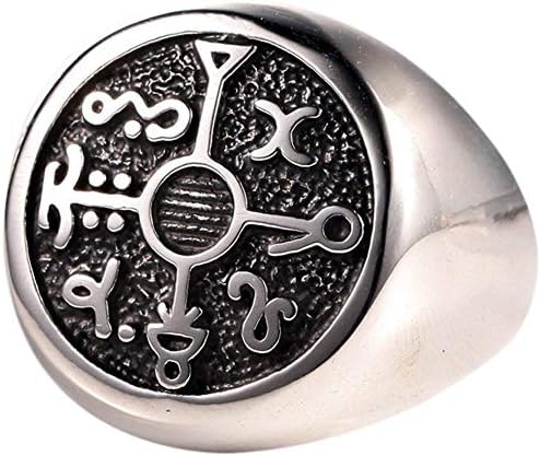 XBOMEN Zovivi Protection Seal Solomon Kabbalah Mens Magic Symbol Stainless Steel Mens Compass Ring