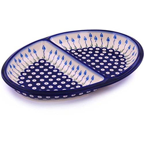 Click Here to See More Images Ceramika Bona H7309G Polish Pottery Ceramic Divided Dish Hand Painted, 14-Inch