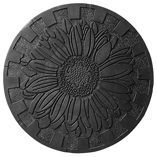 HF by LT Deluxe Rubber Stepping Stone, Sunflower Design, Heavy Duty 13 inch All-Weather Garden Tile, Black - Thumbnail 4