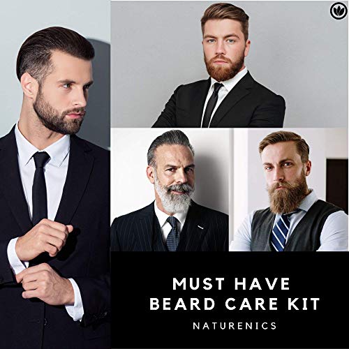 Naturenics Beard Brush, Beard Comb & Beard Scissors Set- 100% Pure Firm Boar Bristles - Best Beard Grooming Kit Works With All Beard Oils & Beard Balms- Helps with Beard Growth, Styling & Conditioning - Thumbnail 6