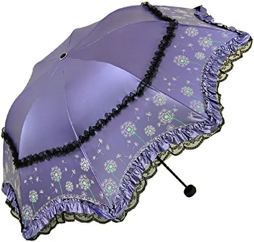Dandelion Pattern Lace Triple Folding Anti-UV Sun Umbrella Superior Uv Protection Parasols