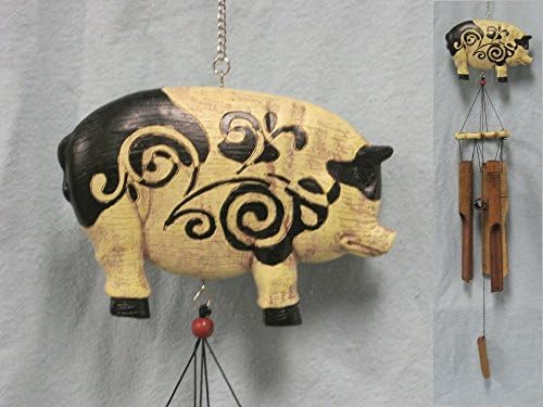 Pig with Design Bamboo Wind Chime Figurine