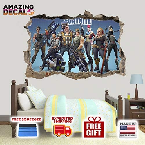 AMAZING DECALZ FORTNITE Graphic Broken Wall 3D Sticker Decal Removable Mural Decor Art Wallpaper Baby Kids Children Nursery Living Room Peel & Stick Vinyl (Large (Height 23.5"x 35.5" Wide))