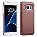 Amovo Galaxy S7 Edge Case [Detachable Wallet Folio] [2 in 1] [Premium Vegan Leather] S7 Edge Wallet Case with Leather Strap Gift Box Package (Brown)