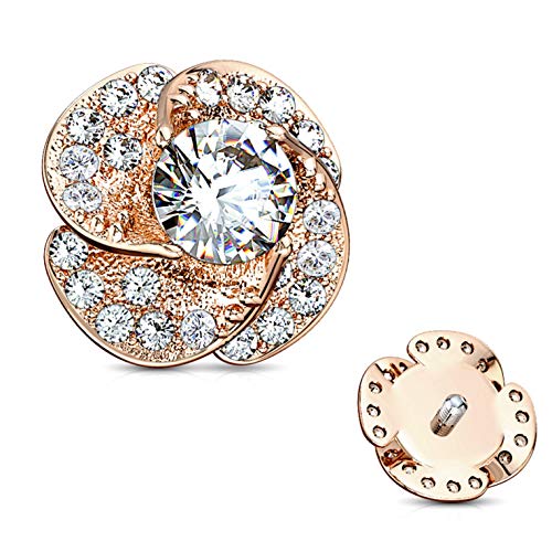 Rose Blossom Surgical Steel Dermal Anchor Top