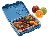 WonderEsque Bento Lunch Box - Leak-Proof Container - For Adults and Kids - 4 Compartments - Non-Toxic BPA-Free Materials - Microwave-Safe Inner-Tray - Weight 1.2LB - Size 8.9x7.2x2 inch (MARINE BLUE)