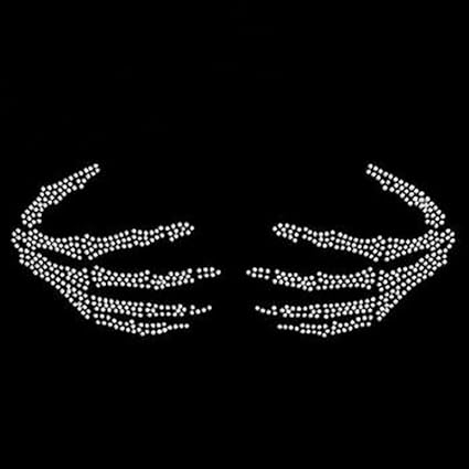 Skull Hands Rhinestone Iron on Transfer
