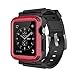 Simpeak Red Rugged Protective Case with Black Strap Bands for Apple Watch 42mm Series 1 Series 2