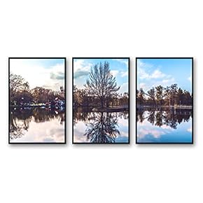 Framed Canvas Wall Art for Living Room, Bedroom Beautiful Nature Norway Landscape Canvas Prints for Modern Home Decoration Ready to Hang - 16"x24"x3 Panels