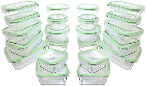 Kinetic GoGreen Glassworks 44-Piece Oven Safe Glass Food Storage Container Set with Lid