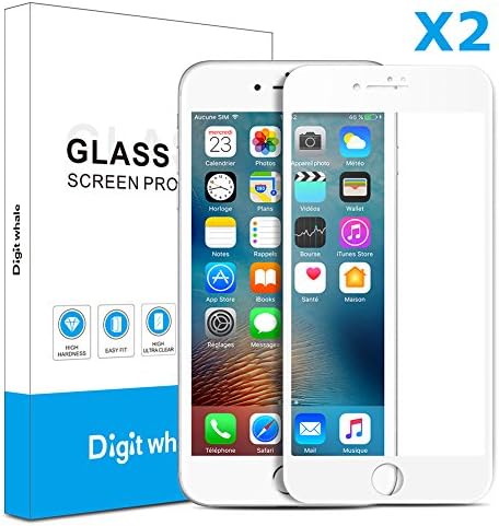2-Pack iPhone 7 Plus Screen Protector, DIGITWHALE 3D Full Coverage Soft Edge Tempered Glass Screen Protector for iPhone 7 plus 5.5"-White