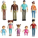 Sweet Li'l Family Set of 9 Action Figure Set- Grandpa, Grandma, Mom, Dad, Sister, Brother, Toddler, Twin Boy & Girl