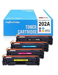 myCartridge - Cartucho de tóner compatible para HP 202A CF500A CF501A CF502A CF503A (1BK 1C 1Y 1M, 4PK) compatible con HP Color Laserjet Pro MFP M281fdw M281cdw M281dw M280 M254