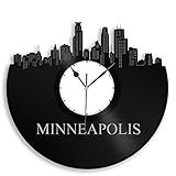 VinylShopUS - Minneapolis Vinyl Wall Clock Cityscape Souvenir