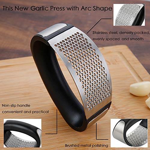 Neepanda Stainless Steel Garlic Press Rocker Garlic Chopper Crusher Rocking Solid Mincer Ginger Crusher Squeezer - Easy to Clean, Dishwasher Safe, Perfect Gift for Any Occasion