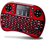 Rii i8+ Mini Wireless 2.4G Backlight Touchpad Keyboard with Mouse for PC/Mac/Android, Red (mwki8+)