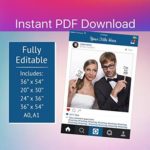 PDF Personalizable Instagram Frame Prop, custom prop for parties, weddings, bridal &amp; baby shower