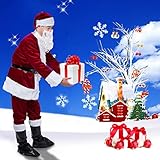 Santa Suit Men's Adult Christmas Santa Suit Costumes Holiday Cosplay Cute Costumes Outfits Vintage Plush 6 pieces Complete Santa Claus Christmas Suit Costumes, (Burgundy), One Size