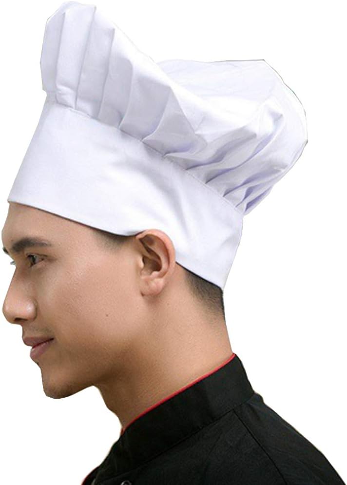 Hyzrz Chef Hat Adult Adjustable Elastic Baker Kitchen Cooking Chef Cap, White: Home & Kitchen