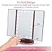 Shao Vanity Mirror for Makeup with 21 LED Lights, 3X /2X/1X Magnifying Trifold Mirror, Touch Screen Light up Control, Double Power Supply,180 ° Adjustable, Tabletop Cosmetic Lighted Mirror, Rose Gold