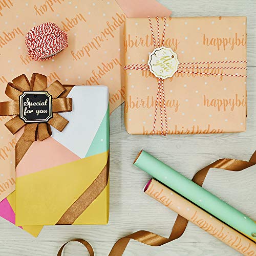 ANZON MORIES Reversible Gift Wrapping Paper for Any Occasion, 6 Sheets in 1 Roll, 6 Designs (17.5"x27.5", 44.5x70cm, 3.35Sq.Ft/Each) Super Strong 128GSM White Kraft Paper Duplex 2 Designs Wrap Tissue - Thumbnail 4