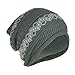 Double Layer, Nordic Pattern Knit Beanie, Slouchy Skully Cap w/ Fleece Lining