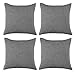 Deconovo Soft Cushion Covers Pillow Covers Faux Linen Pillow Covers with Invisible Zipper for Sofa 18x18 Inch Grey 4 Pcs Case Only No Insert