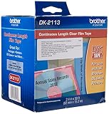Brother Genuine DK-2113 Continuous Length Black on Clear Film Tape for Brother QL Label Printers, 2.4" x 50' (62mm x 15.2M), 1 Roll per Box, DK2113