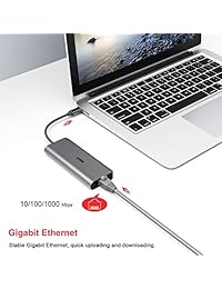 USB C Hub, RCA 6 in 1 USB C Adapter with Ethernet, 4K HDMI, USB C Power Delivery, 2 USB 3.0 Ports, SD Card Reader, Portable Hub for MacBook Pro and Other Type C Laptops