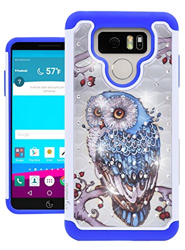 LG G6 Case, Nuomaofly [Creative] Studded Rhinestone Crystal Bling Hybrid Armor Defender Protective Case Cover for LG G6 (2017) (Owl)