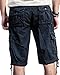 TRENSOM Men's Casual Loose Fit Cargo Shorts, Straight Multi-Pocket Cotton Outdoor Wear Dark Blue Size 38