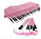 Aliliya Professional 32PCS Premium Luxurious Synthetic Hair Kabuki Makeup Brush Set Brush Makeup Brush Kit With Bag - Black Pink